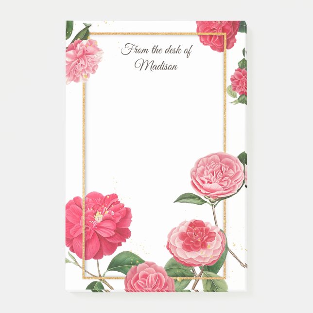 Personalised Note From The Desk Pink Floral Girly (Front)