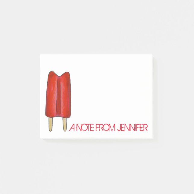 Personalised Note Red Twin Pop Popsicle Post It (Front)