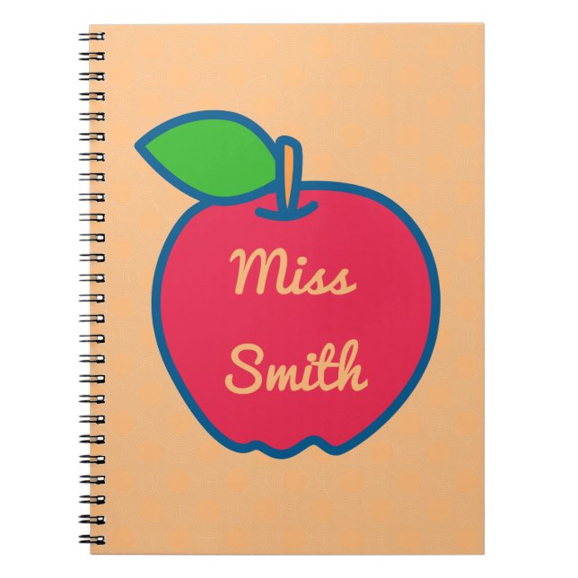 Personalised Notebook Any Name Apple Teacher (Front)