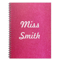 Personalised Notebook Any Name Deep Pink Sparkle
