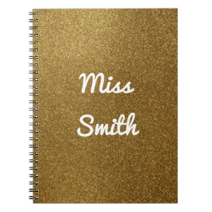 Personalised Notebook Any Name Gold Glitter