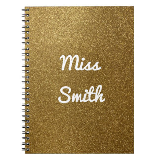 Personalised Notebook Any Name Gold Glitter