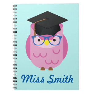 Personalised Notebook Any Name Pink Owl Teacher