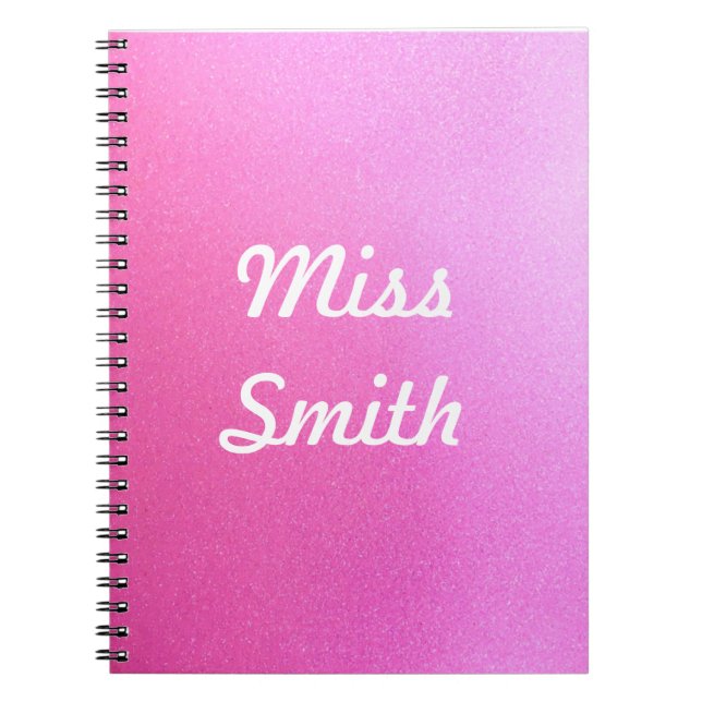 Personalised Notebook Any Name Pink Sparkle (Front)