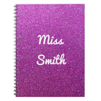 Personalised Notebook Any Name Purple Glitter