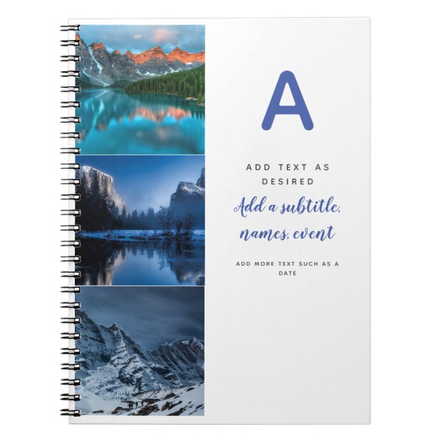 Personalised Notebook Template Photos Text Initial (Front)