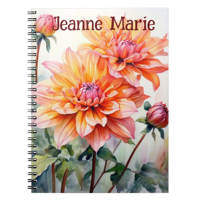 Personalised Notebook with flower design (Front)
