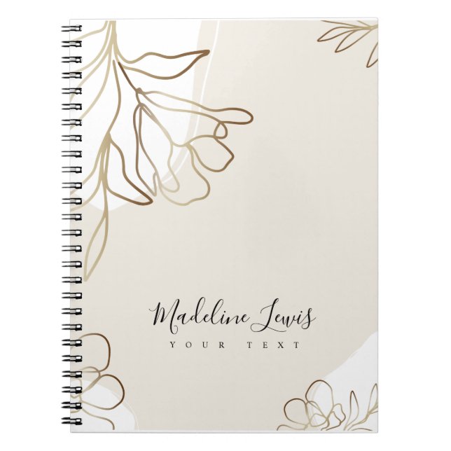 Personalised Notebook with Gold Flowers (Front)