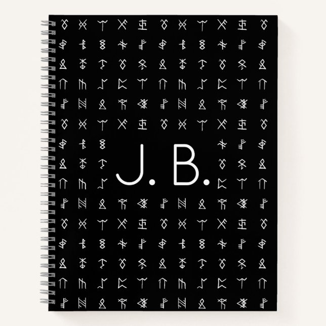 Personalised Notebook with Monogram & Runic Symbol (Front)