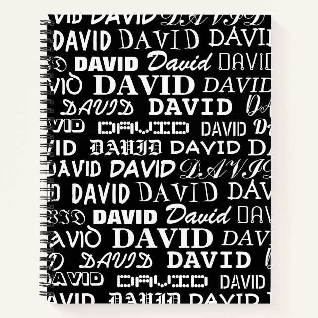 Personalised notebook with typography name print (Front)