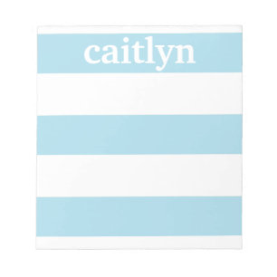 Personalised Notepad, Blue & White Rugby Stripes Notepad