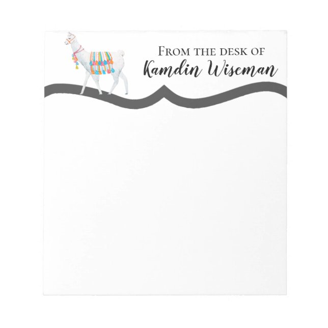 Personalised Notepad Boho Llama Bohemian Cacti Des (Front)