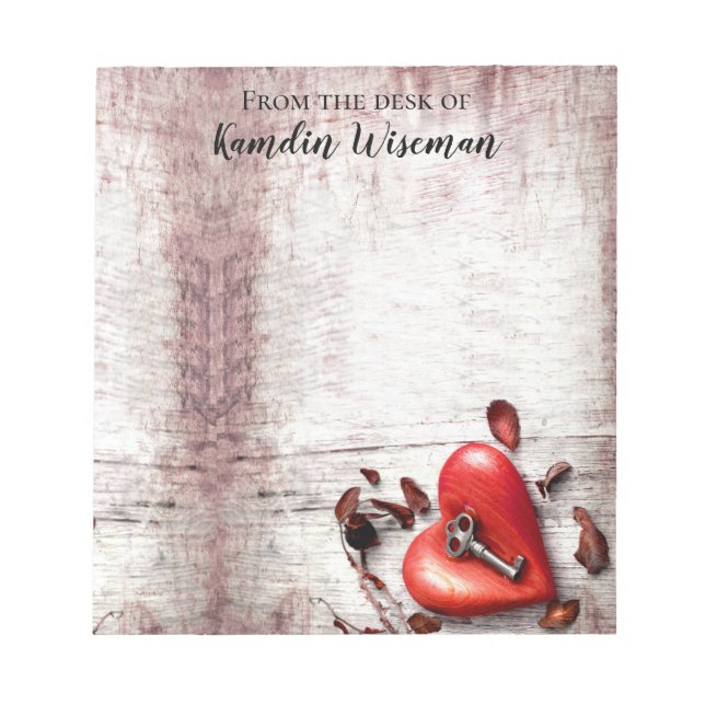 Personalised Notepad Country Wood Key to my Heart (Front)