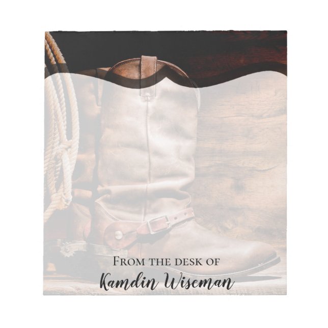 Personalised Notepad Cowboy Boots Barn Wood Rustic (Front)