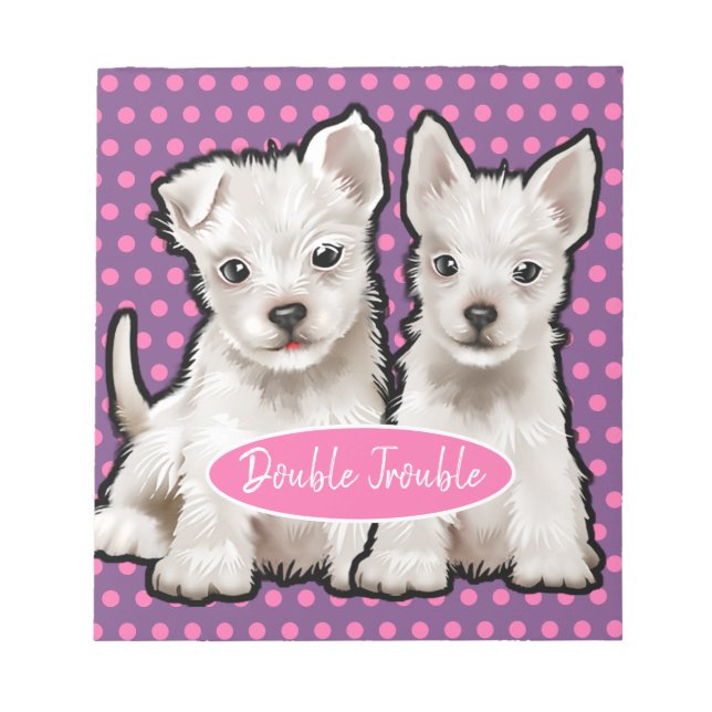 Personalised Notepad Double Trouble Pups design (Front)