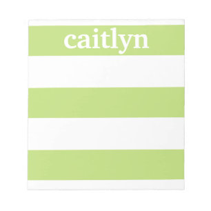Personalised Notepad, Green & White Rugby Stripes Notepad