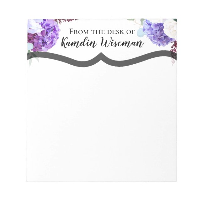 Personalised Notepad Lavender Hibiscus on White (Front)