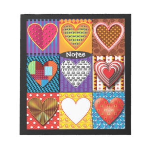 Personalised Notepad Patchwork Hearts design
