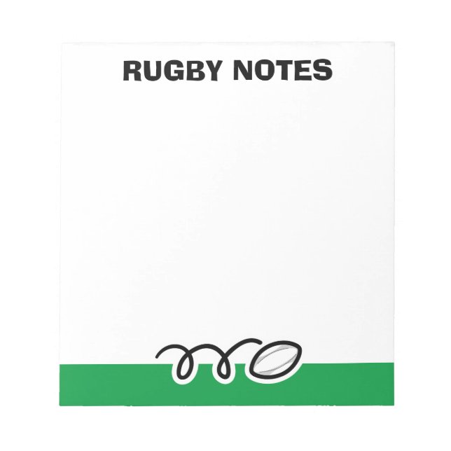 Personalised notepad with cute rugby ball design (Front)