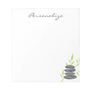 Personalised notepad with zen art pebble stacking