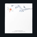 Personalised Notepads Watercolor Red Dragonfly<br><div class="desc">These personalised notepads feature a watercolor red dragonfly. Use the template fields to add your custom printed text. A tropical choice for business marketing. Order small quantities or notepads in bulk. To see more designs like this visit www.zazzle.com/dotellabelle Unique watercolor art and design by Victoria Grigaliunas. A red dragonfly is...</div>