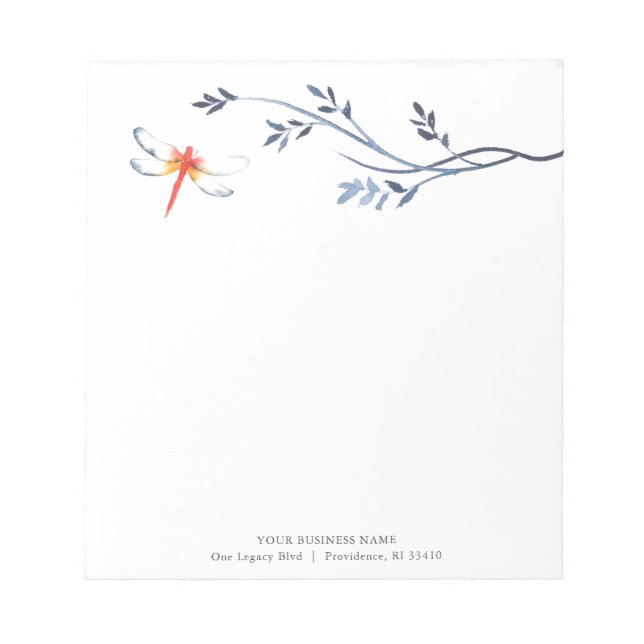 Personalised Notepads Watercolor Red Dragonfly (Front)