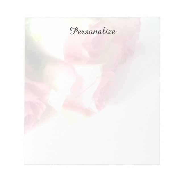 Personalised notepads with pink rose photo image (Front)