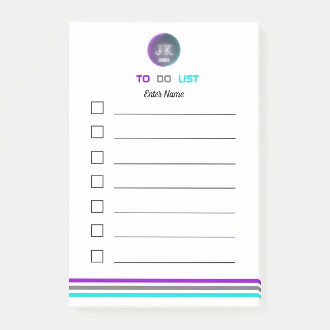 Personalised Notes To Do List 2021 JK Logo (Front)