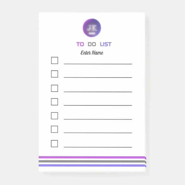 Personalised Notes To Do List 2022 JK Logo (Front)