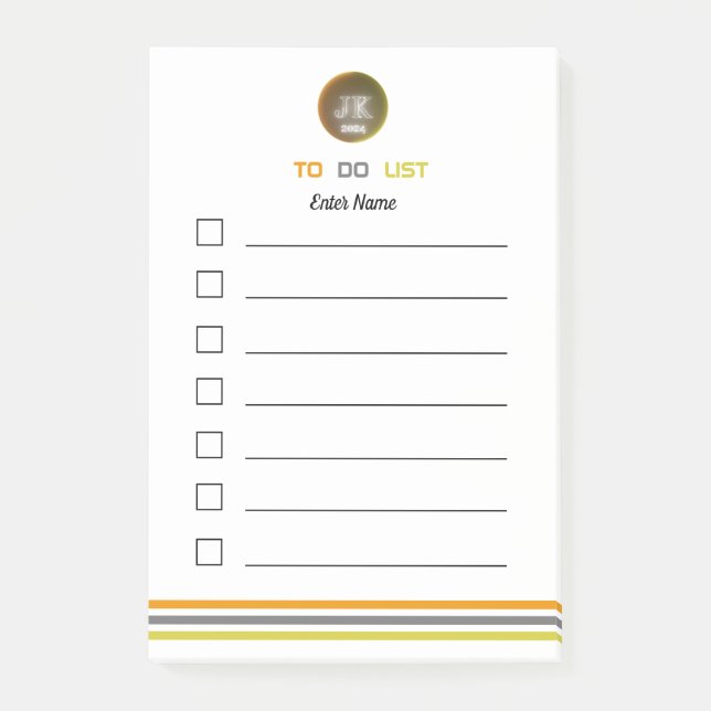 Personalised Notes To Do List 2024 JK Logo (Front)