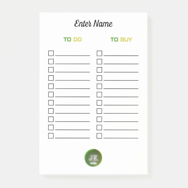 Personalised Notes To Do To Buy JK 2025 (Front)