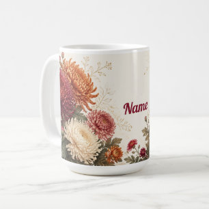 Personalised November Birth Flower Chrysanthemum Coffee Mug
