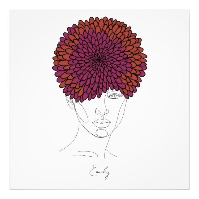 Personalised November Birth Flower Portrait Photo Print (Front)