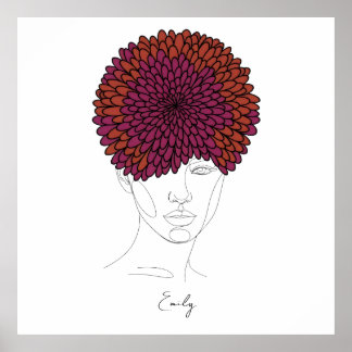 Personalised November Birth Flower Portrait Poster