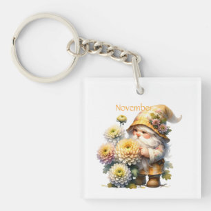 Personalised November Birth Month Garden Gnome Key Ring