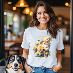 Personalised November Birth Month Garden Gnome T-Shirt