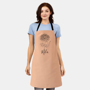 Personalised November Chrysanthemum Birth Flower  Apron