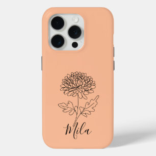 Personalised November Chrysanthemum Birth Flower iPhone 15 Pro Case