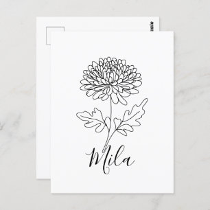 Personalised November Chrysanthemum Birth Flower Postcard