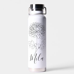 Personalised November Chrysanthemum Birth Flower Water Bottle
