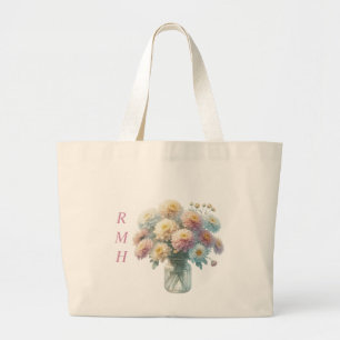 Personalised November Chrysanthemum Tote Bag