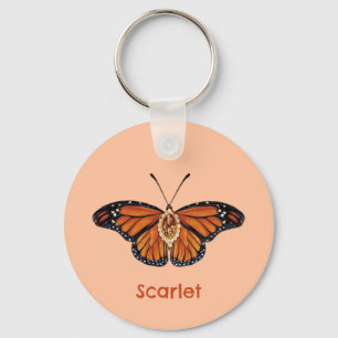 Personalised November Citrine Monarch Butterfly Key Ring