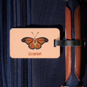 Personalised November Citrine Monarch Butterfly Luggage Tag