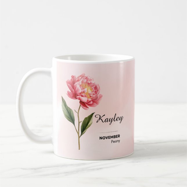 Personalised November Flower Mug (Left)