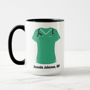 Personalised NP Nurse Practitioner Aqua Scrubs Mug