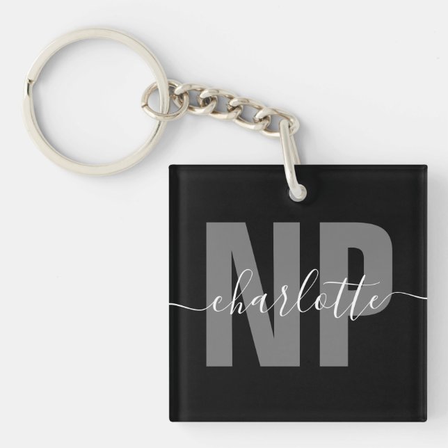Personalised NP Nurse Practitioner Graduation Chic Key Ring (Front)