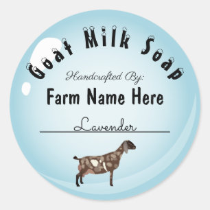 Personalised Nubian Goat Milk Soap Blue Bubble Classic Round Sticker