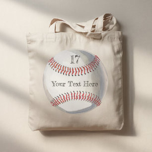 Personalised Number and Name Baseball back & front Tote Bag