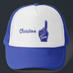 Personalised Number One Admin Foam Finger Trucker Hat<br><div class="desc">Let your administrative assistant know that they're the best in the business with this fun baseball cap or truckers hat. It features a blue and white foam finger that reads,  "#1 ADMIN". It's the perfect gift for administrative assistant's day.</div>