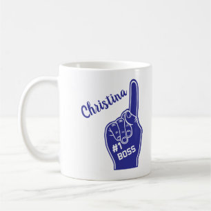 Personalised Number One Boss Foam Finger Coffee Mug